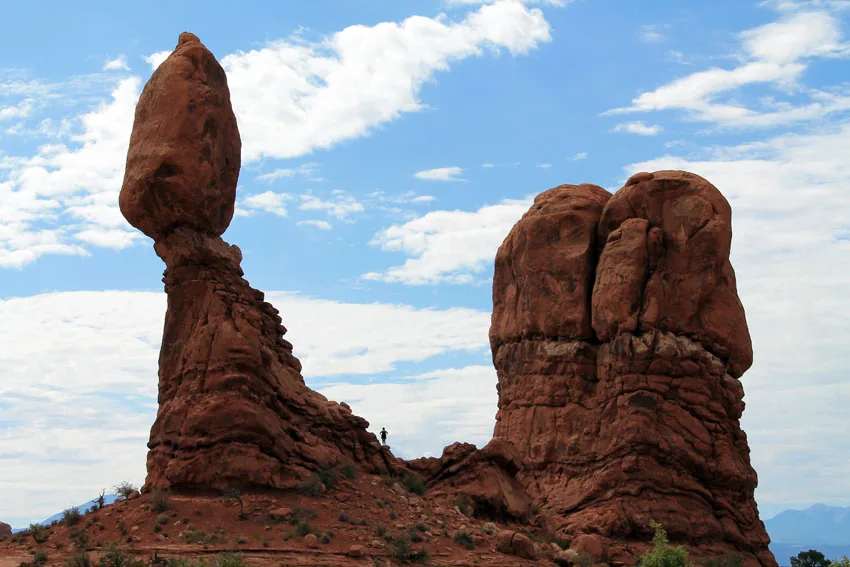 Balanced Rock, a 3,600-ton boulder on an eroding pedestal.