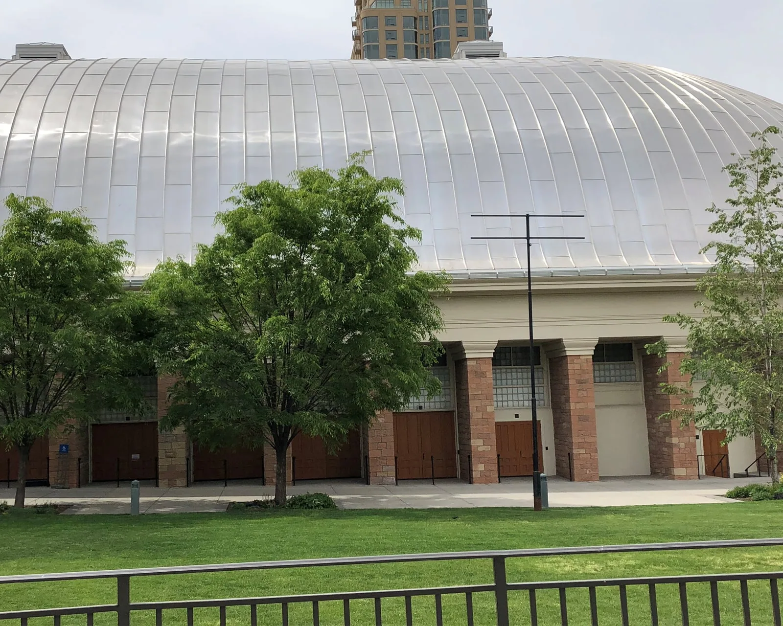 The domed roof of the Salt Lake Tabernacle on Temple Square, its self-supporting lattice span carried without interior columns.