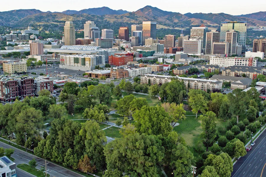 Pioneer Park on the west side of downtown, the site of the original 1847 fort.